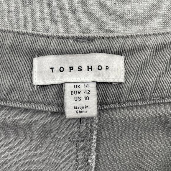 TOPSHOP Jeans Womens 10 Gray Relaxed Loose High Rise Pleated Minimalist Grunge - Picture 3 of 14